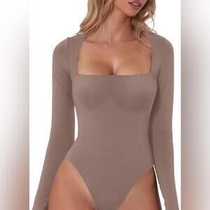 2/$30 NWT Square Neck Bodysuit Nylon & Spandex Double Lined Bodycon Slimming SM